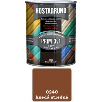 HOSTAGRUND PRIM 3v1 farba na kov Pololesk S2177 0240 hnedá 0,6l