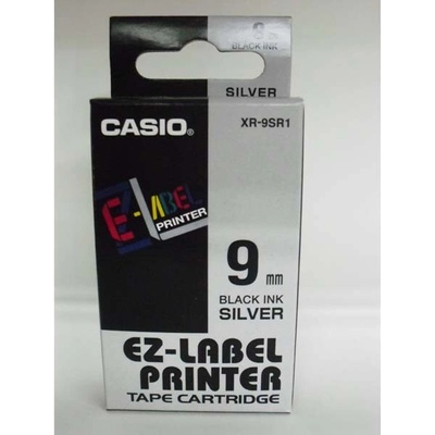 CASIO XR-9SR1, černý tisk/stříbrný podklad, nelaminovaná, 8m, 9mm