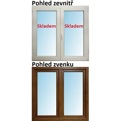 Soft Dvoukřídlé plastové okno 120x150 cm Zlatý dub / Bílá, Otevíravé i otevíravé a sklopné