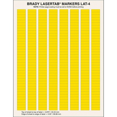 Brady LAT-4-747-10-YL / 029786, LaserTab laserom tlačiteľné štítky, 20.32 mm x 6.35 mm