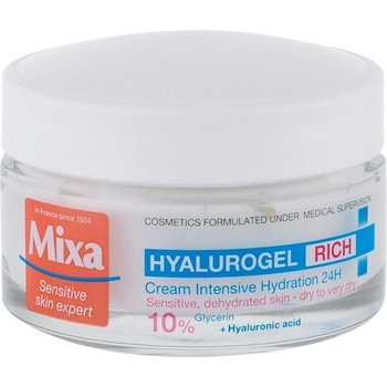 Mixa Hyalurogel Rich denní pleťový krém Hyalurogel Rich Cream 50 ml + tělové mléko Hyalurogel Intensive Hydrating Milk 400 ml + ponožky dárková sada