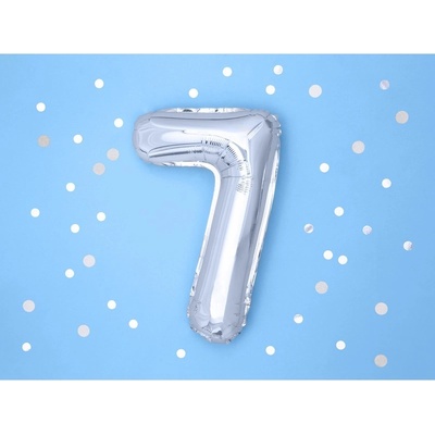 FB10M 7 018 Fóliový balón strieborný číslo 35 cm 7