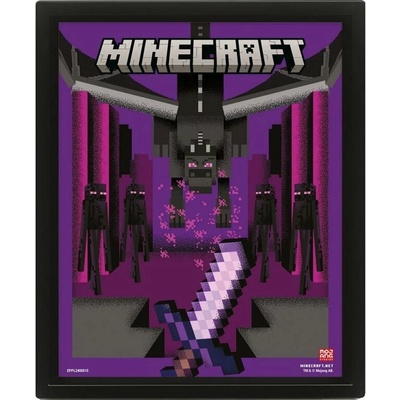 CurePink: | Proměňovací 3D obrázek Minecraft: Duel s drakem (28 x 24 cm) [EPPL2400515]