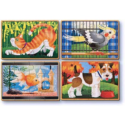 Melissa & Doug Дървен пъзел Melissa and Doug 4 в 1 Домашни любимци 13790