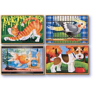Melissa & Doug Дървен пъзел Melissa and Doug 4 в 1 Домашни любимци 13790