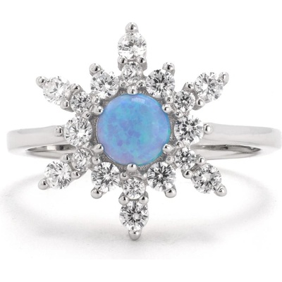 Rafity Stříbrný prsten Snowflake Opal se zirkony R0125 1205