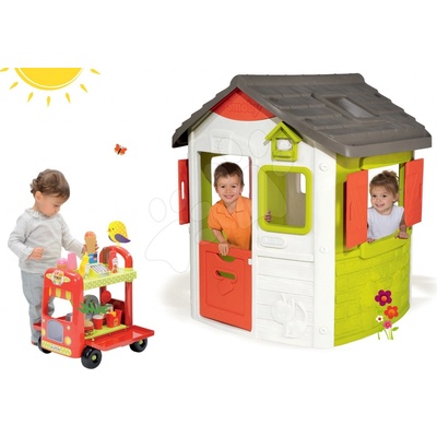 Smoby set domček Jura Lodge a Écoiffier vozík so zmrzlinou