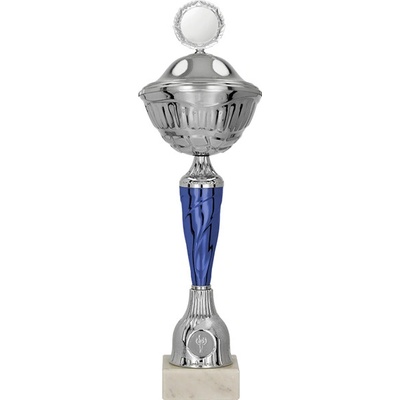 Kovový pohár s poklicí Stříbrno-modrý 21 cm 8 cm