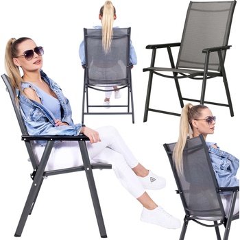 SPRINGOS Градински стол Springos - 96 x 57 x 56 cm - черно-сив (GC0020)