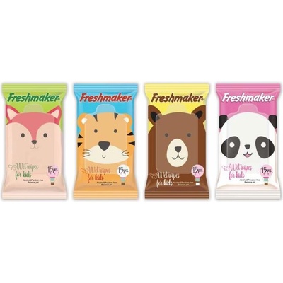 Freshmaker Kids Zvieratká vlhčené kozmetické obrúsky 15 ks