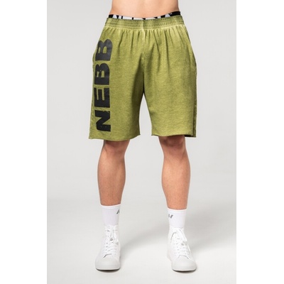Nebbia Washed-off teplákové šortky NO BS 367 zelené