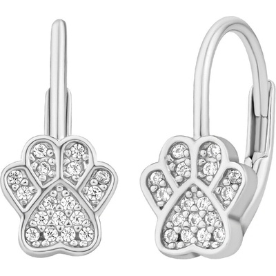 Silvego Strieborné náušnice labky Pawie s Brilliance Zirconia LPS2287ES