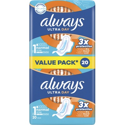 Always Hygienické Vložky Ultra Day Normal Velikost 1 Křidélka 20 ks