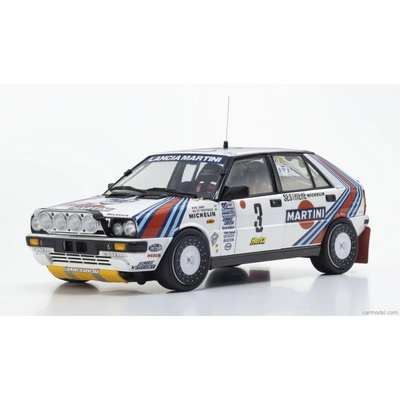 Kyosho Lancia Delta Hf Integrale 4wd Team Martini Racing night Version N 3 Winner Rally Montecarlo 1988 Bruno Saby Jean Francois Fauchille Bílá Modrá Červená 1:18
