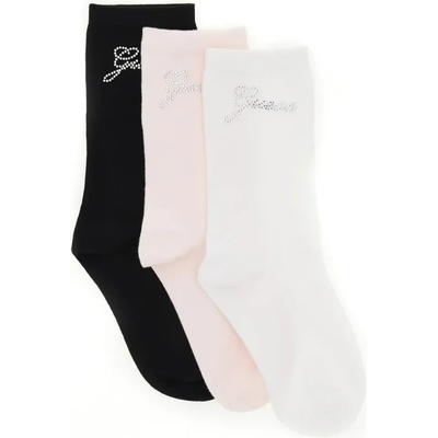 Guess Три чифта чорапи в бяло, черно и бледо розово за момиче с кристали Guess