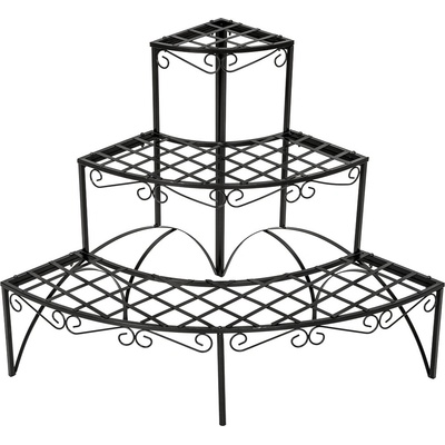 TecTake 401712 Květinové schody rohové 3 schody kulaté práškovaný kov – Hledejceny.cz