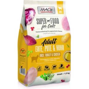 MAC's Mac’s Cat Adult GRAIN FREE, висококачествена храна за пораснали котки, БЕЗ ЗЪРНО, с патешко, пуешко и пилешко месо, 1, 5 кг - Германия - 80522