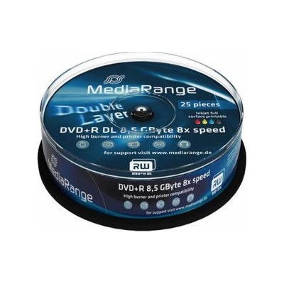 MediaRange DVD+R 8,5GB 8x, printable, spindle, 25ks (MR474)