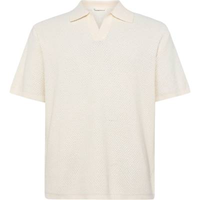 KnowledgeCotton Apparel Мъжка поло тениска KnowledgeCotton Apparel Organic Cotton Knitted Polo shirt - Egret - размер XXL (216-8555-0115)
