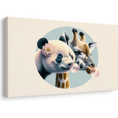 Obraz panda a žirafa s bublinou ze žvýkačky - 60x40