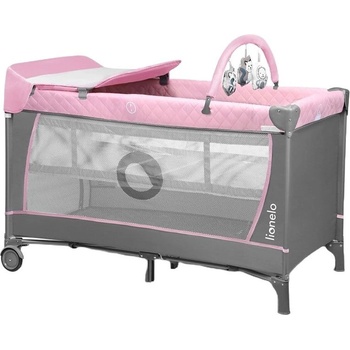 Lionelo Бебешка кошара на 2 нива с повивалник Lionelo - Flower, Flamingo (5902581658791)