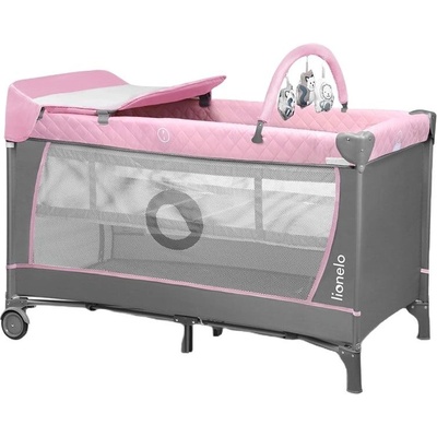 Lionelo Бебешка кошара на 2 нива с повивалник Lionelo - Flower, Flamingo (5902581658791)