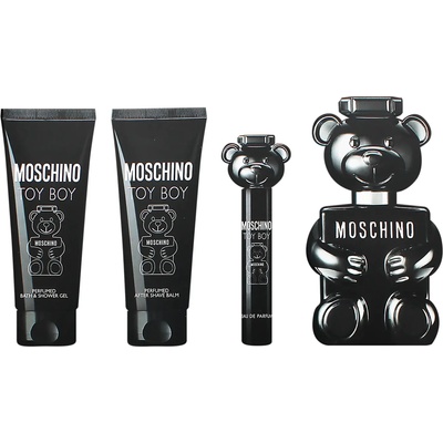 Moschino Toy Boy подаръчен комплект Man parfémovaná voda 100 ml + balzám po holení 100 ml + sprchový gel 100 ml + parfémovaná voda 10 ml