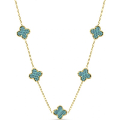 Biju Pozlacený řetízek 14k z chirurgické oceli, zelené kytičky 3002211-3