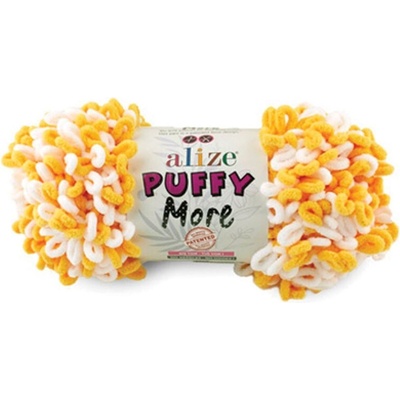 Alize příze Puffy More 6560 žlutá a bílá