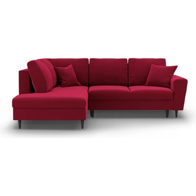 Cosmopolitan Design Червен кадифен разтегателен ъглов диван с място за съхранение (ляв ъгъл/L форма) Kyoto - Cosmopolitan Design (COS_LCF_L_2_F1_KYOTO2)