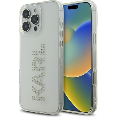 KARL LAGERFELD Калъф за iPhone 16 Pro с лого на Karl Lagerfeld IML Rhinestones - прозрачен (3666339356668)