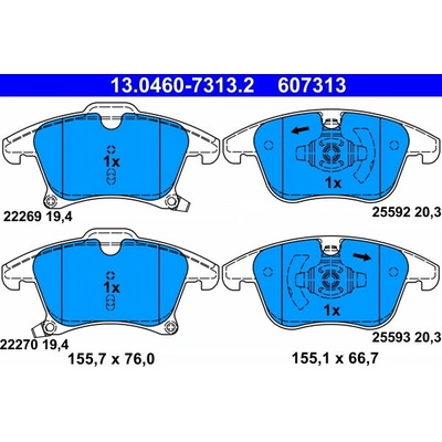 ATE 607313 Sada brzdových doštičiek 13.0460-7313.2