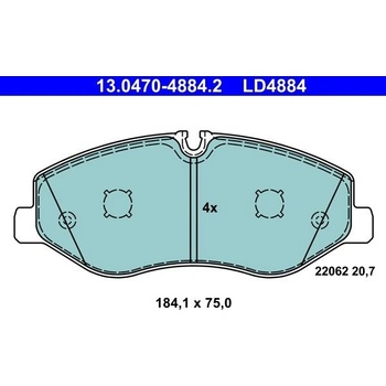 Sada brzdových platničiek kotúčovej brzdy ( na jednu nápravu) ATE 13.0470-4884.2 13.0470-4884.2