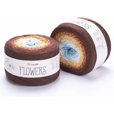 Yarn Art příze Flowers 296 bledě modrá, okrově bílá, rezavě hnědá