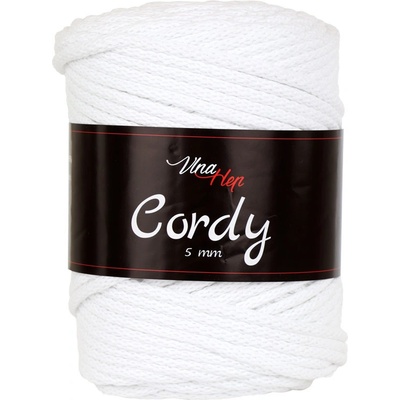 Vlna-hep Cordy 5mm - šňůra - bavlna Cordy 5mm: nová - 8002 Bílá