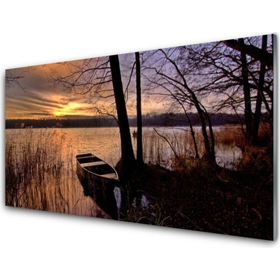 Obraz na skle Moře Loďka Krajina 100x50 cm