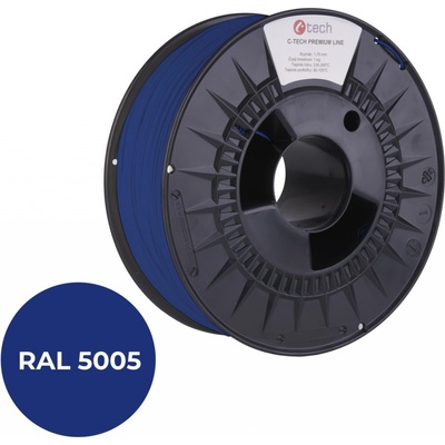 C-Tech Premium Line PLA, signální modrá, RAL5005, 1,75 mm, 1 kg 3DF-P-PLA1,75-5005