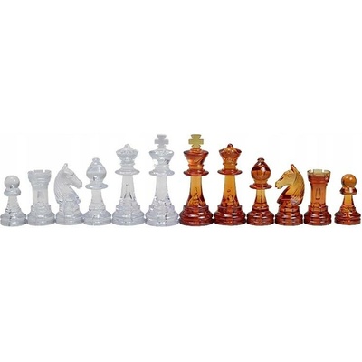 Šachové figurky Staunton č., transparentně jantarové (král 96 mm) Sunrise Chess & Games