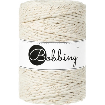 Bobbiny Macrame XXL 5mm - natural so zlatou nitkou