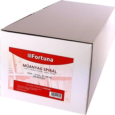 FORTUNA Пластмасова спирала за подаване на документи FORTUNA 14mm 81-100 листа бяла 100/барабан 09.0052402 (09.0052402)