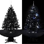 vidaXL Коледна елха с валящ сняг и основа от чадър, черна, 140 см, PVC (289932)