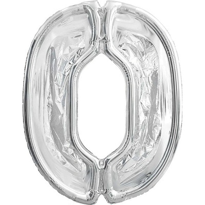 PartyDeco Forma na balónky stříbrná číslice 0 126 cm