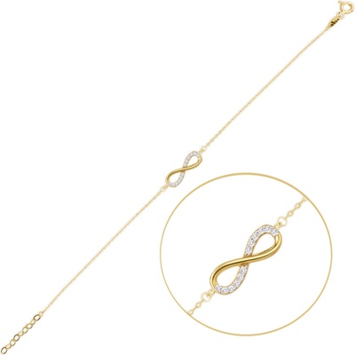 MINET JMG0266WGB17 - Elegantní zlatý náramek nekonečno s bílými zirkony Au 585/1000 1,15g