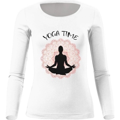 Tričko s potiskem Yoga time dámské Bílá