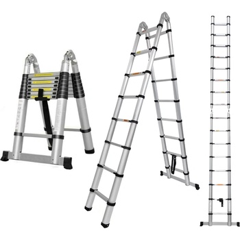 MXM 2в1 Телескопична двураменна стълба /стълба с шарнир - 5 м, алуминиева