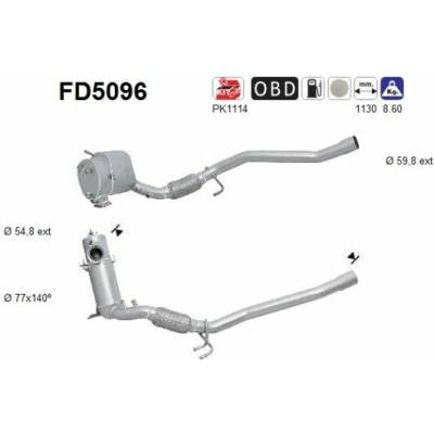 Filter sadzí/pevných častíc výfukového systému AS FD5096 FD5096