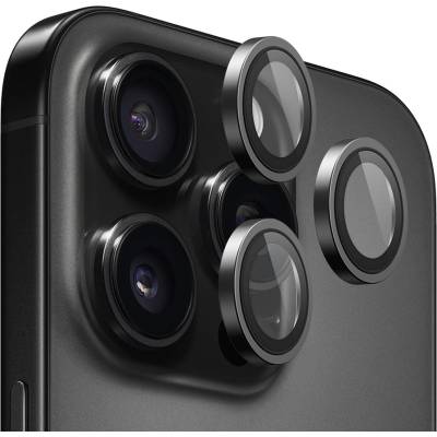 Blueo Протектор камера за iPhone 16 Pro / iPhone 16 Pro Max - оригинален протектор за обектив с метална рамка - черен титан