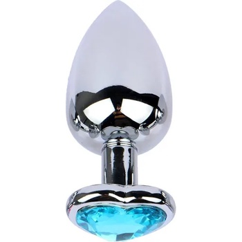 Sensual Метално дилдо Butt Plug "SILVER HEART BLUE" 8 см. Размер-М