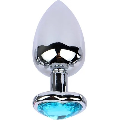 Sensual Метално дилдо Butt Plug "SILVER HEART BLUE" 8 см. Размер-М