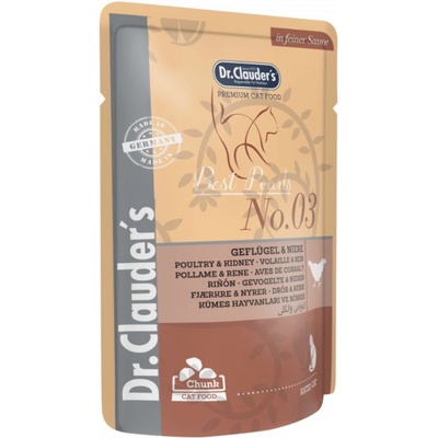 Dr.Clauder's Premium Pouches - Пауч с вкус на птиче месо и бъбреци в сос за котки, 100 гр
